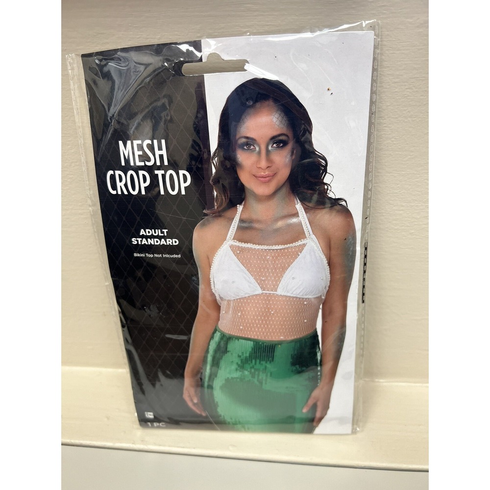 Suit Yourself Costume Co. White Mesh Lace&Pearl Crop Top up to size 12 Mermaid
